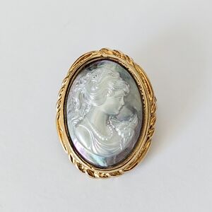 Elegant Gold and Silver Cameo Brooch
